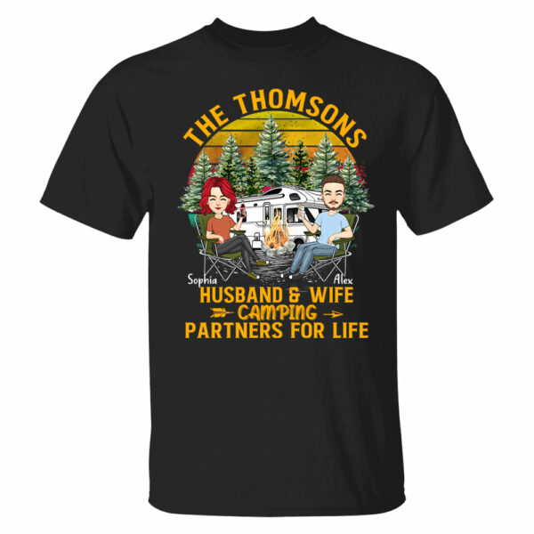 Husband & Wife Camping - Anniversary, Vacation, Funny Gift For Campers - Personalized Custom Shirt Couples Na04 - Image 2