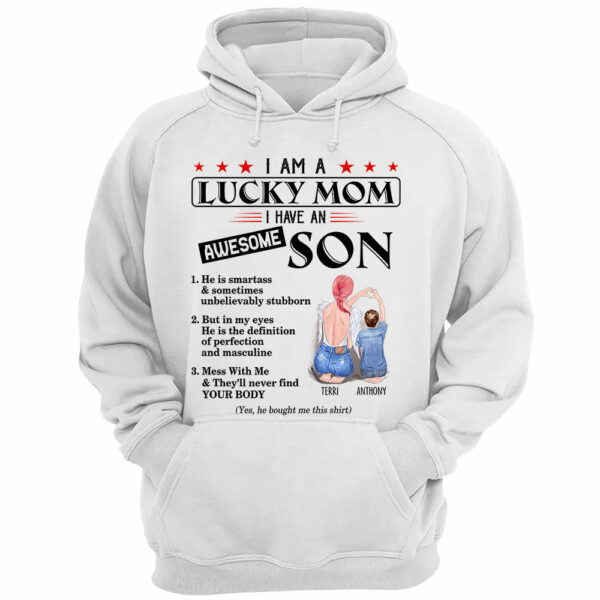I Am A Lucky Mom I Have An Awesome Son Personalized Shirt - Image 3
