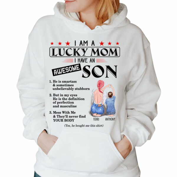 I Am A Lucky Mom I Have An Awesome Son Personalized Shirt - Image 4