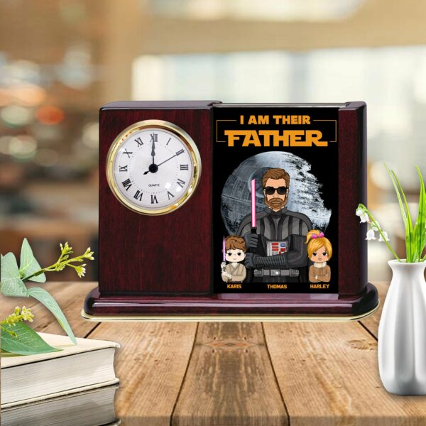 I Am Their Father - Personalized Acrylic Desk Clock Plaque Gift For Dad - Image 2