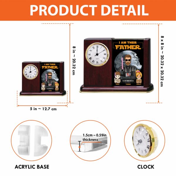 I Am Their Father - Personalized Acrylic Desk Clock Plaque Gift For Dad - Image 6