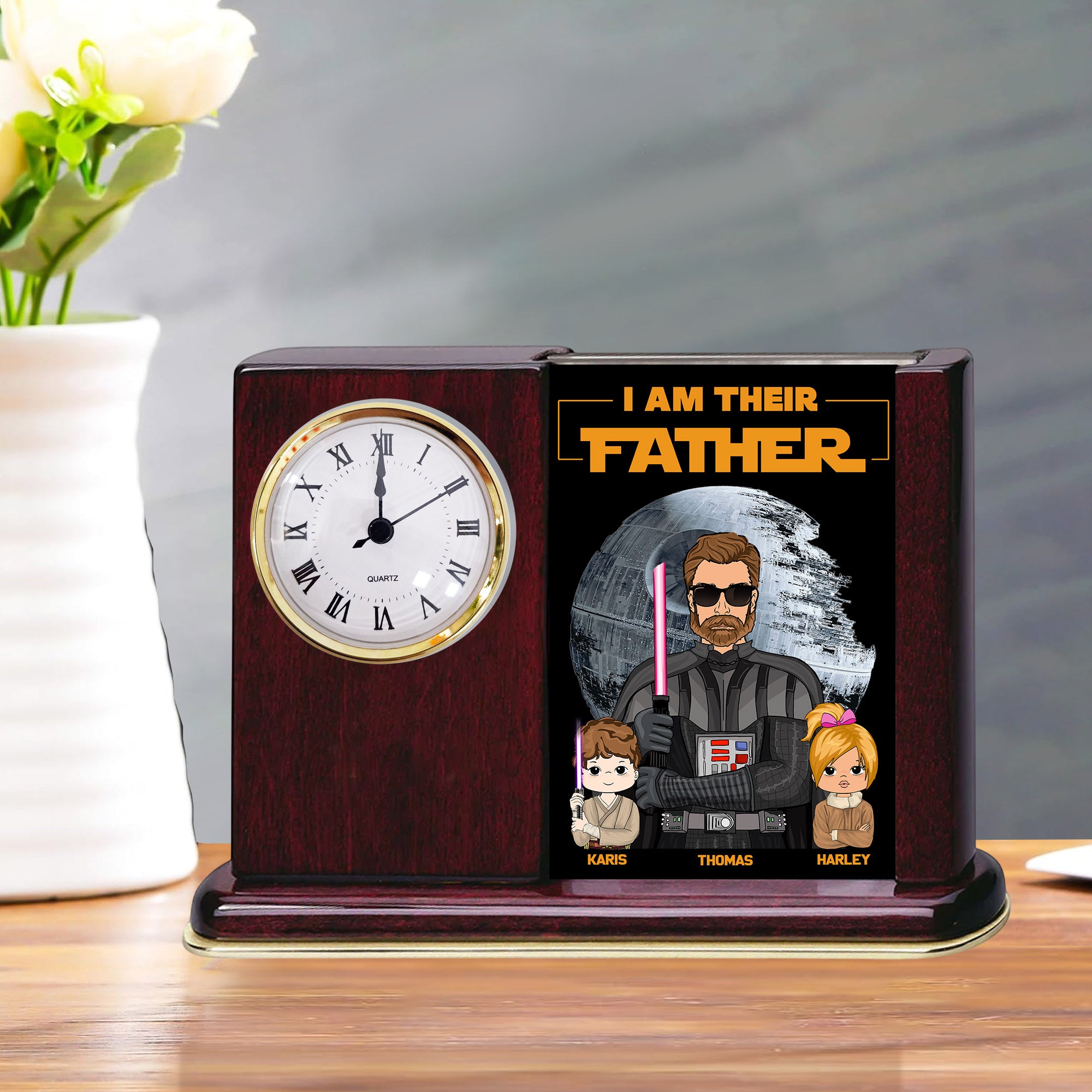 I Am Their Father - Personalized Acrylic Desk Clock Plaque Gift For Dad