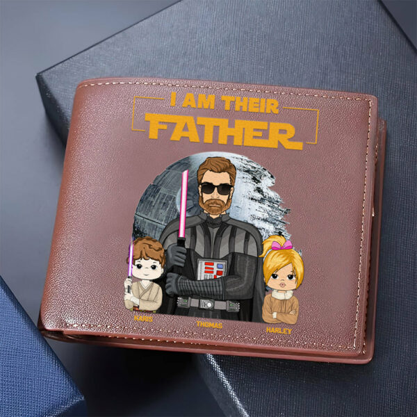 I Am Their Father Custom Leather Wallet For Dad - Father's Day Gift - Image 2