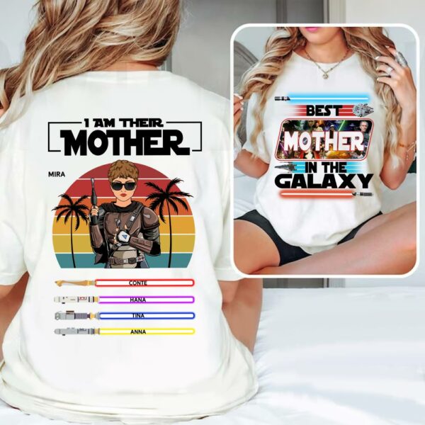 I Am Their Mother Personalized Shirt, Mom Shirt, Mothers Day, Custom Shirt With Lightsabers - Image 3