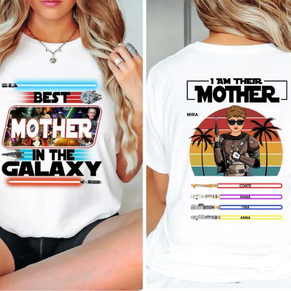 I Am Their Mother Personalized Shirt, Mom Shirt, Mothers Day, Custom Shirt With Lightsabers - Image 2