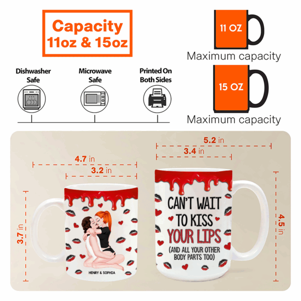I Can't Wait To Kiss Your Lips - Couple Personalized Custom 3D Inflated Effect Printed Mug - Christmas Gift For Husband Wife, Anniversary Couple - Image 6