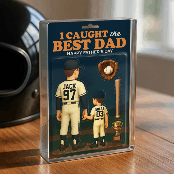 I Caught The Best Dad Baseball Gift - Custom Figure Acrylic Block - Gift For Dad And Husband NA04 - Image 5