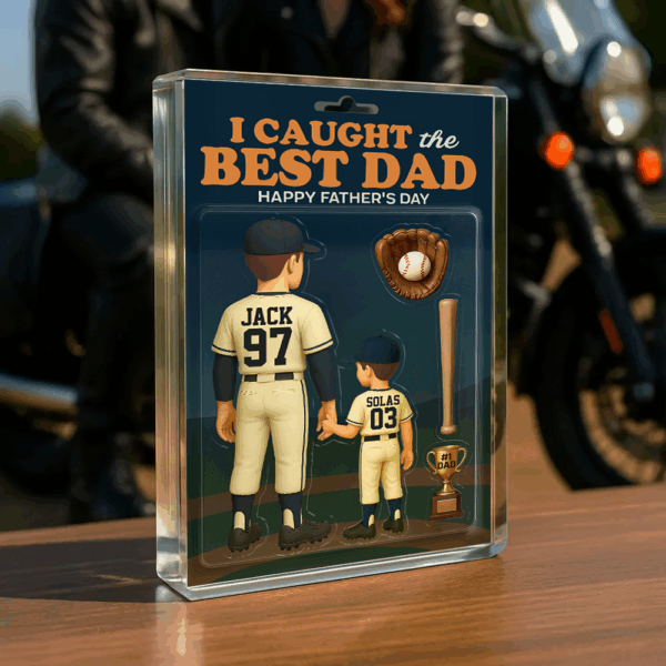 I Caught The Best Dad Baseball Gift - Custom Figure Acrylic Block - Gift For Dad And Husband NA04 - Image 4
