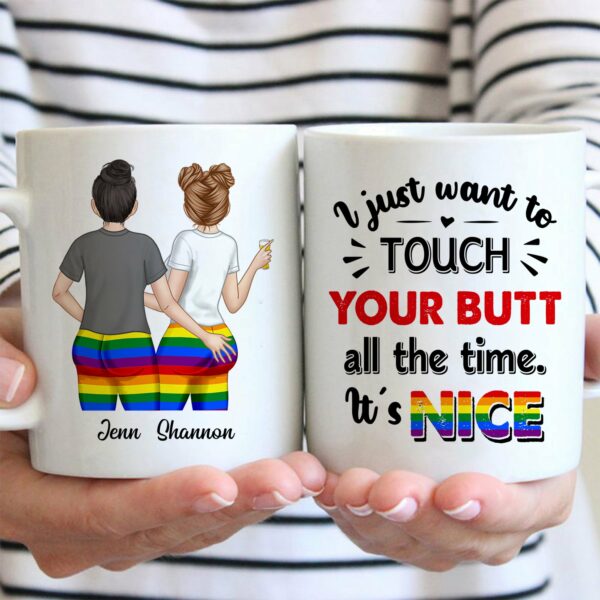 I Just Want To Touch Custom Mugs Gift For Lesbian Couple - Image 2