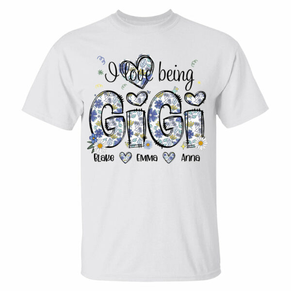 I Love Being Gigi Personalized Floral Shirt, Custom Mom and Kids Names, Mother's Day Gift - Image 2