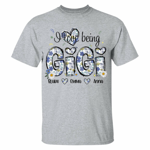 I Love Being Gigi Personalized Floral Shirt, Custom Mom and Kids Names, Mother's Day Gift - Image 3