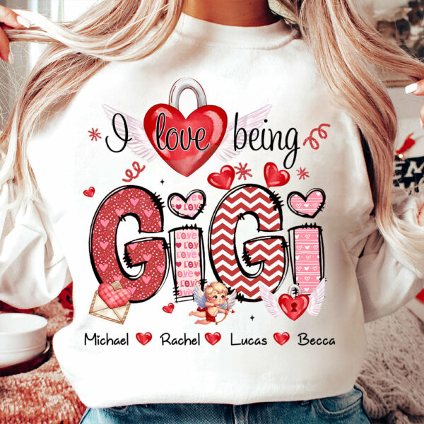 I Love Being Grandma - Personalized Grandma Shirt For Mimi Nana Mom - Custom Kid Names NA04
