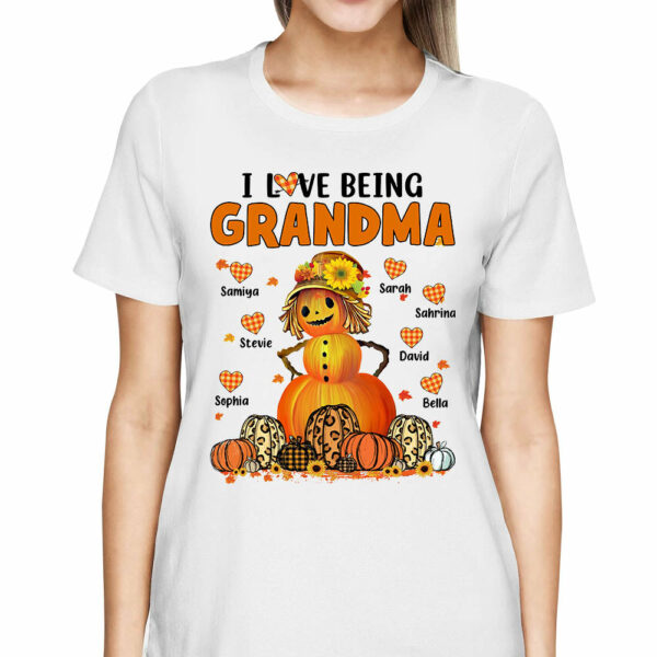 I Love Being Grandma Pumpkins With Heart Personalized Shirt For Grandmas - Image 2