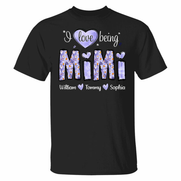I Love Being Mimi Purple Daisy - Personalized Shirt For Grandma - Image 3