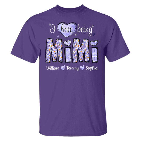 I Love Being Mimi Purple Daisy - Personalized Shirt For Grandma - Image 2
