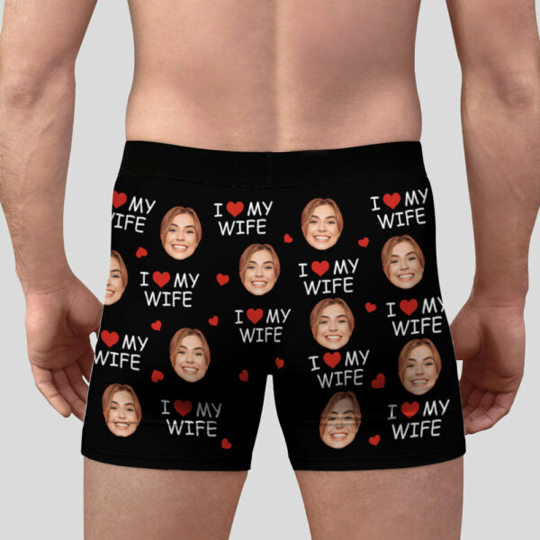I Love My Wife Personalized Photo Men's Boxer Briefs, Custom Muti-Face Boxer For Husband, Custom Face Underwear, Valentine's Day Gift - Image 2