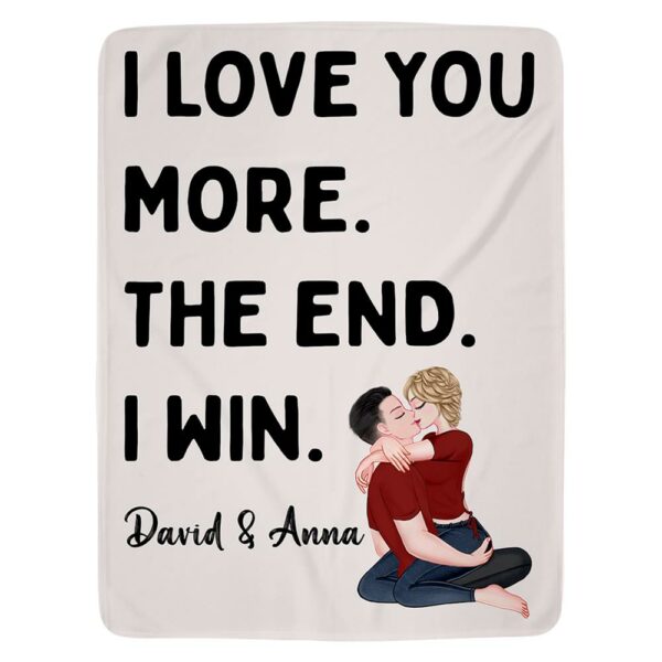 I LOVE YOU MORE Personalized Anniversary Gift Blanket For Girlfriend For Boyfriend For Wife For Husband First 2nd Anniversary Gift Valentines Gift For Couple - Image 3