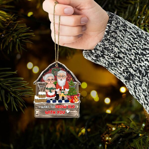 I Want To Grow Old With You - Customized Couple Wooden Ornament - Image 5