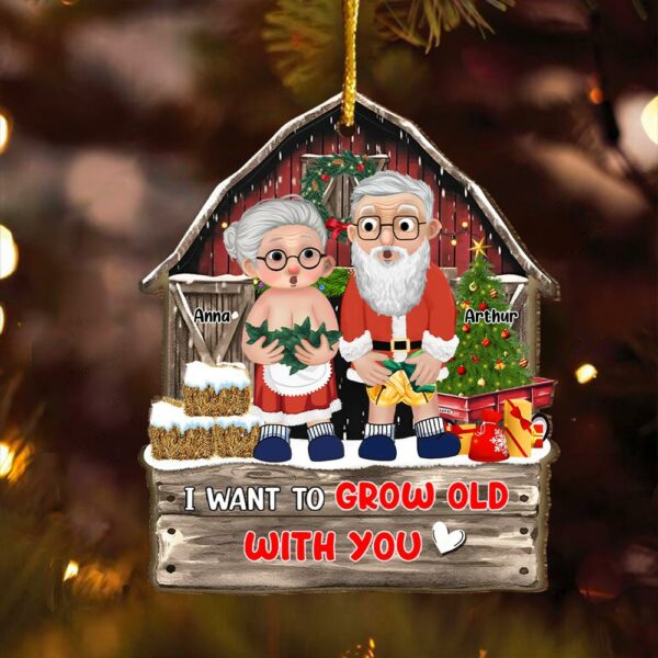 I Want To Grow Old With You - Customized Couple Wooden Ornament - Image 2