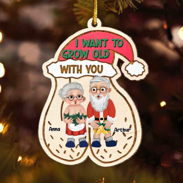 I Want To Grow Old With You - Customized Couple Wooden Ornament Vr2 - Image 2