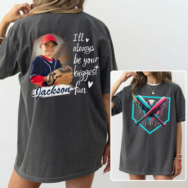 I Will Always Be Your Biggest Fan - Personalized Baseball Ice Cream Drip Shirt Gift For Baseball Lovers Custom Photo Baseball Players