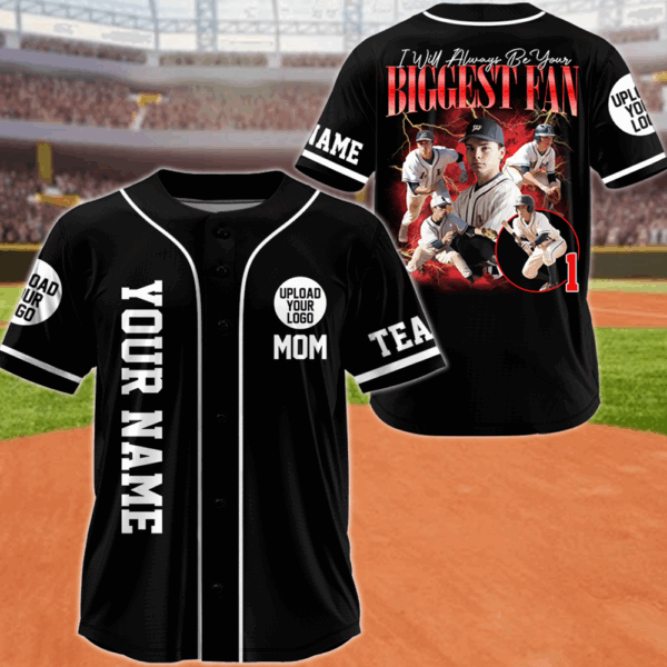 I Will Always Be Your Biggest Fan, Custom Photo Baseball Jersey, Custom Bootleg Rap Tee, Gift For Baseball Lover A2110
