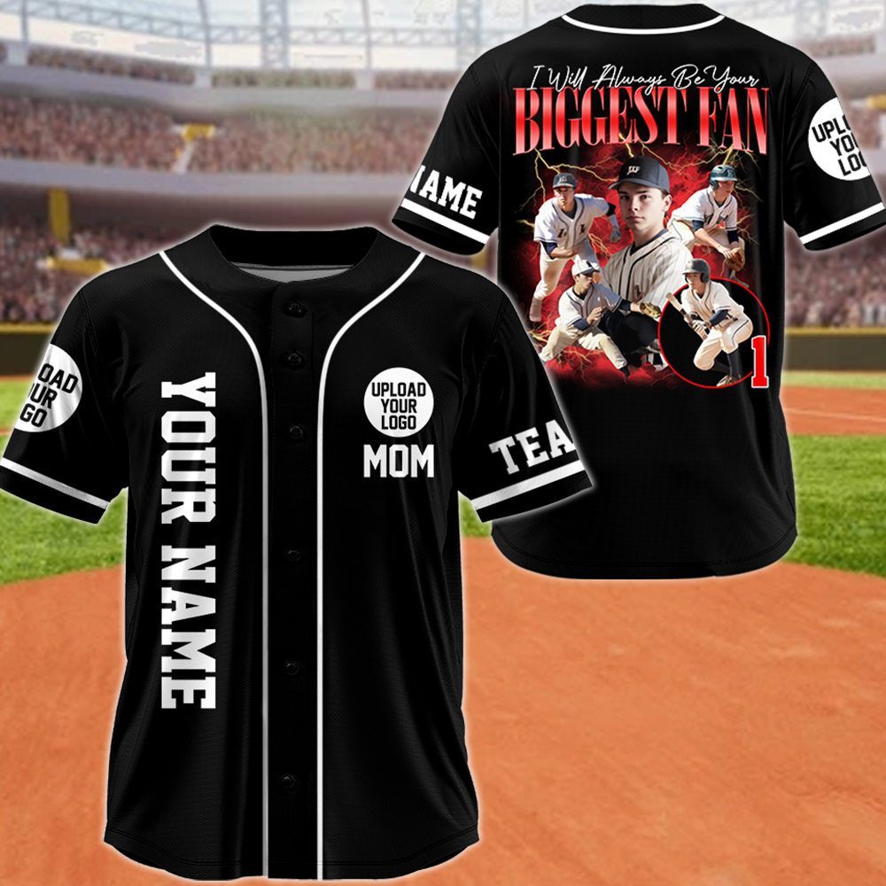 I Will Always Be Your Biggest Fan, Custom Photo Baseball Jersey, Custom Bootleg Rap Tee, Gift For Baseball Lover A2110