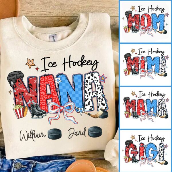 Ice Hockey Mama - Personalized Shirt Gift For Grandma