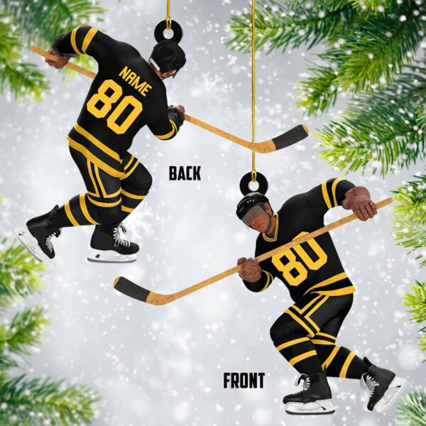 Ice Hockey Man Player Acrylic Christmas Ornament Custom Name Number Hockey Team Gift H2511 - Image 5
