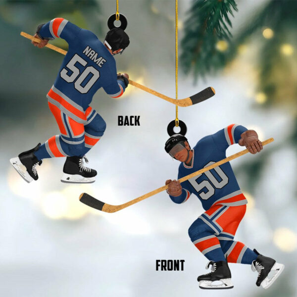 Ice Hockey Man Player Acrylic Christmas Ornament Custom Name Number Hockey Team Gift H2511 - Image 7