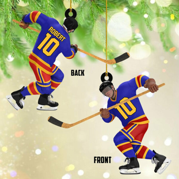 Ice Hockey Man Player Acrylic Christmas Ornament Custom Name Number Hockey Team Gift H2511 - Image 4