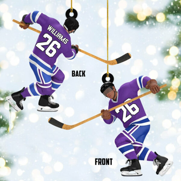 Ice Hockey Man Player Acrylic Christmas Ornament Custom Name Number Hockey Team Gift H2511 - Image 6