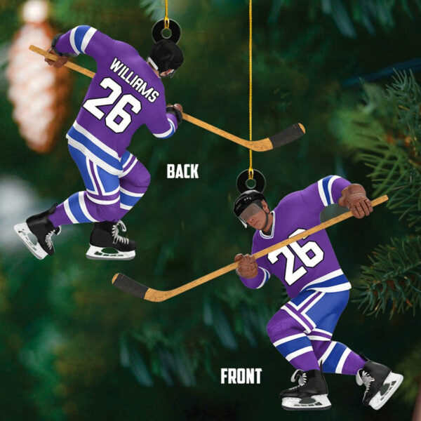 Ice Hockey Man Player Acrylic Christmas Ornament Custom Name Number Hockey Team Gift H2511 - Image 3