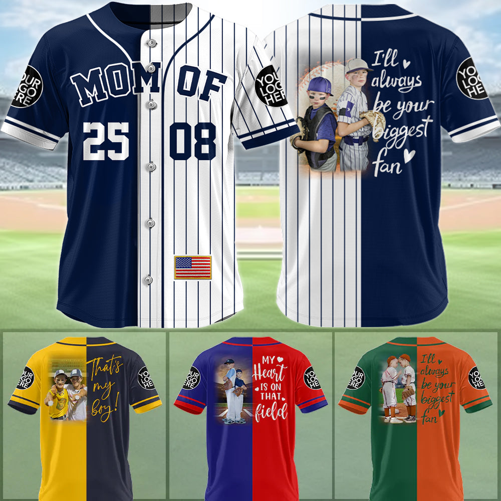 I'll Be Your Biggest Fan, Custom 2 Colors Personalization Split Baseball Jersey, Custom Photo Baseball Jersey, Gift For Baseball Lover Vr2 A2110