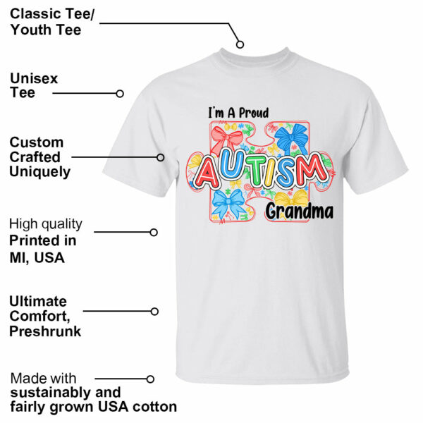 Im A Proud Grandma Love Heart Autism Awareness Puzzle Autism - Personalized Shirts - Image 2