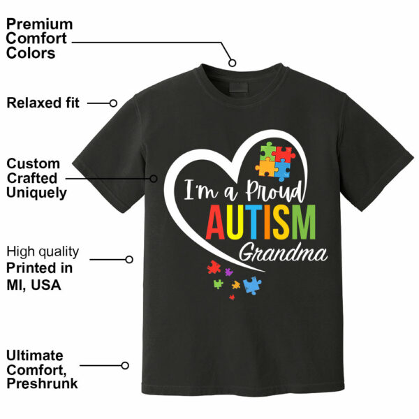 Im A Proud Grandma Love Heart Autism Awareness Puzzle Autism - Personalized Shirts - Image 5