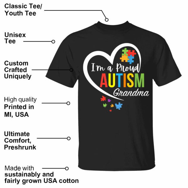 Im A Proud Grandma Love Heart Autism Awareness Puzzle Autism - Personalized Shirts - Image 3
