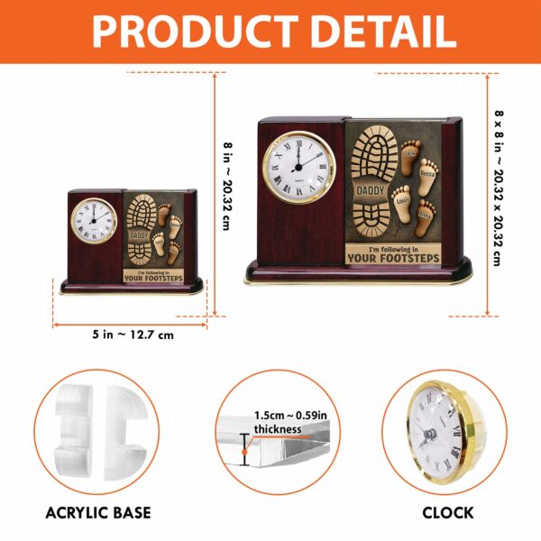 I'm Following In Your Footsteps - Personalized Acrylic Desk Clock Plaque Gift For Dad - Image 3