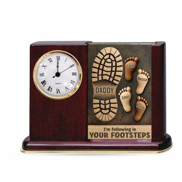 I'm Following In Your Footsteps - Personalized Acrylic Desk Clock Plaque Gift For Dad - Image 2