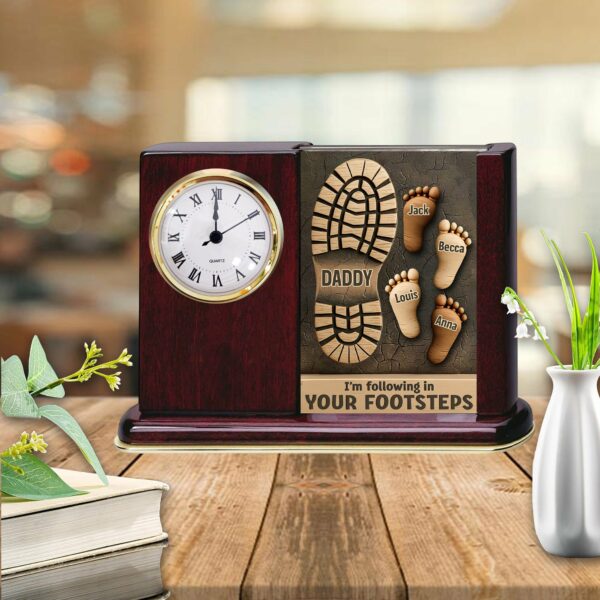 I'm Following In Your Footsteps - Personalized Acrylic Desk Clock Plaque Gift For Dad - Image 5