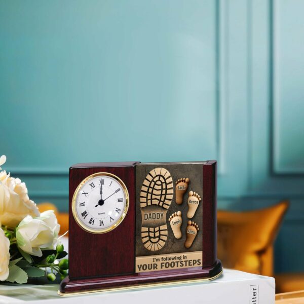 I'm Following In Your Footsteps - Personalized Acrylic Desk Clock Plaque Gift For Dad - Image 6