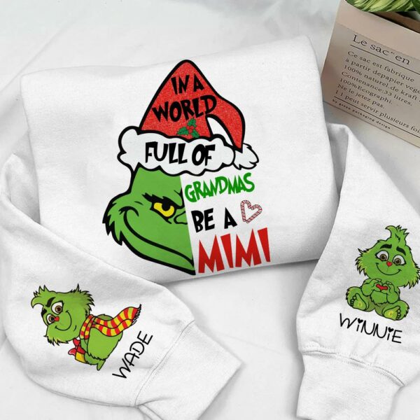 In A Full World Of Grandmas Be A Mimi - Custom Nickname Grandma Christmas Shirt With Kids Name - Image 15