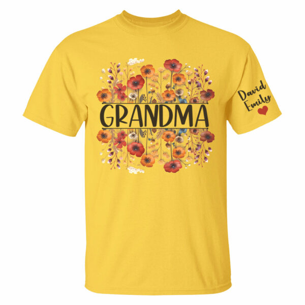 In Grandma's Garden, Love Grows Like Flowers - Family Personalized Custom Shirt With Design On Sleeve - Birthday Gift For Mom, Grandma - Image 9