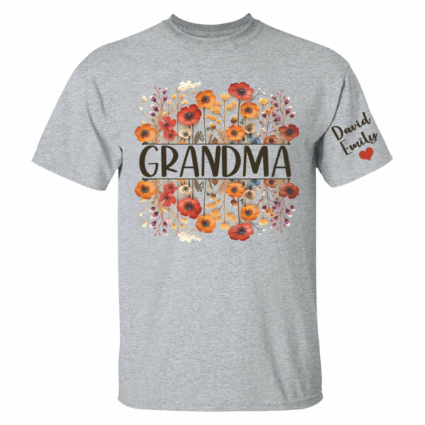 In Grandma's Garden, Love Grows Like Flowers - Family Personalized Custom Shirt With Design On Sleeve - Birthday Gift For Mom, Grandma - Image 4