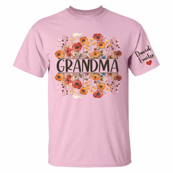 In Grandma's Garden, Love Grows Like Flowers - Family Personalized Custom Shirt With Design On Sleeve - Birthday Gift For Mom, Grandma - Image 5