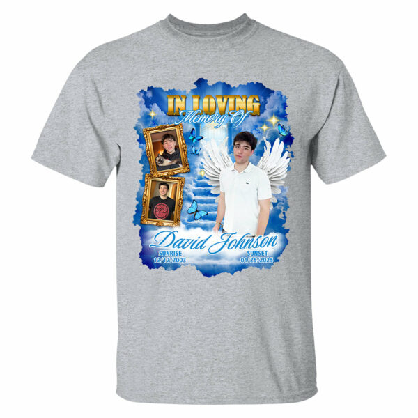 In Loving Memory ,Heaven's Stairway Shirt - Personalized Photo Memorial Shirt DO98 - Image 16