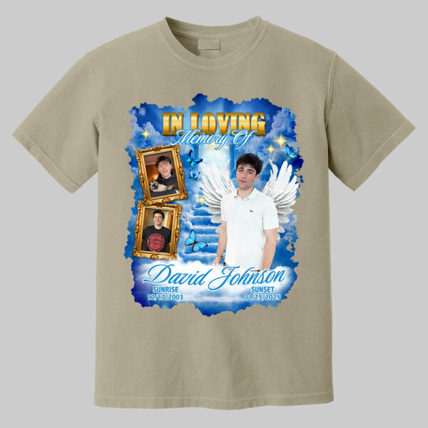 In Loving Memory ,Heaven's Stairway Shirt - Personalized Photo Memorial Shirt DO98 - Image 8