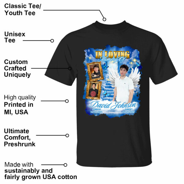 In Loving Memory ,Heaven's Stairway Shirt - Personalized Photo Memorial Shirt DO98 - Image 3