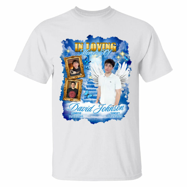 In Loving Memory ,Heaven's Stairway Shirt - Personalized Photo Memorial Shirt DO98 - Image 17