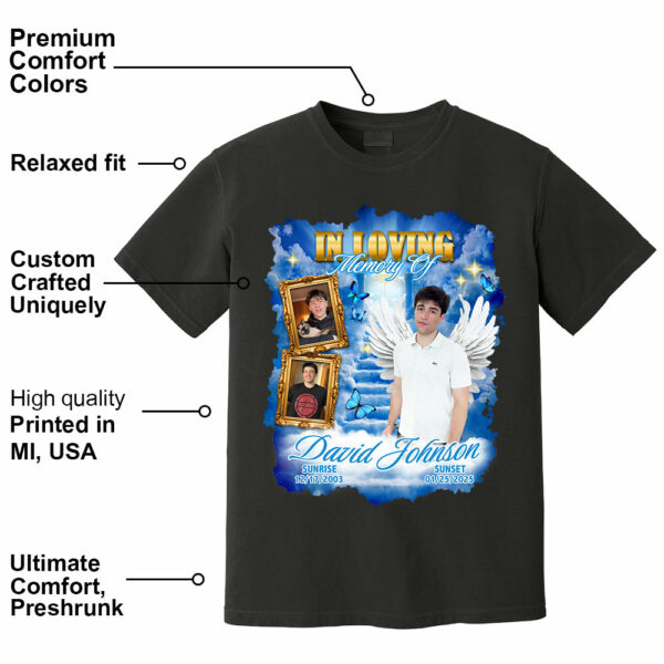 In Loving Memory ,Heaven's Stairway Shirt - Personalized Photo Memorial Shirt DO98 - Image 2